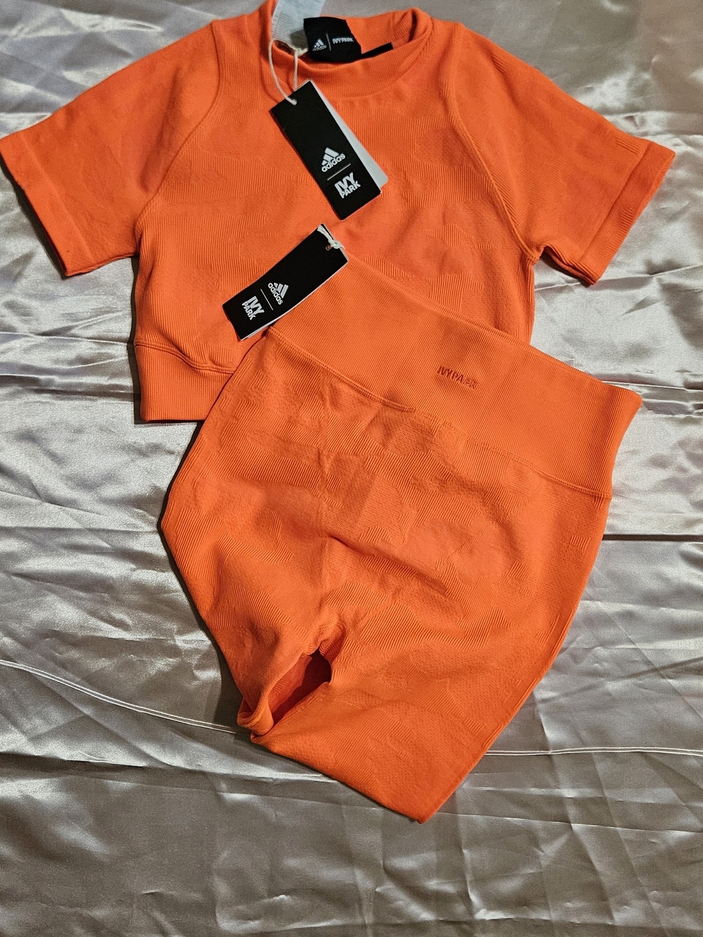 IVY PARK Bright Orange Seamless Biker Short Set